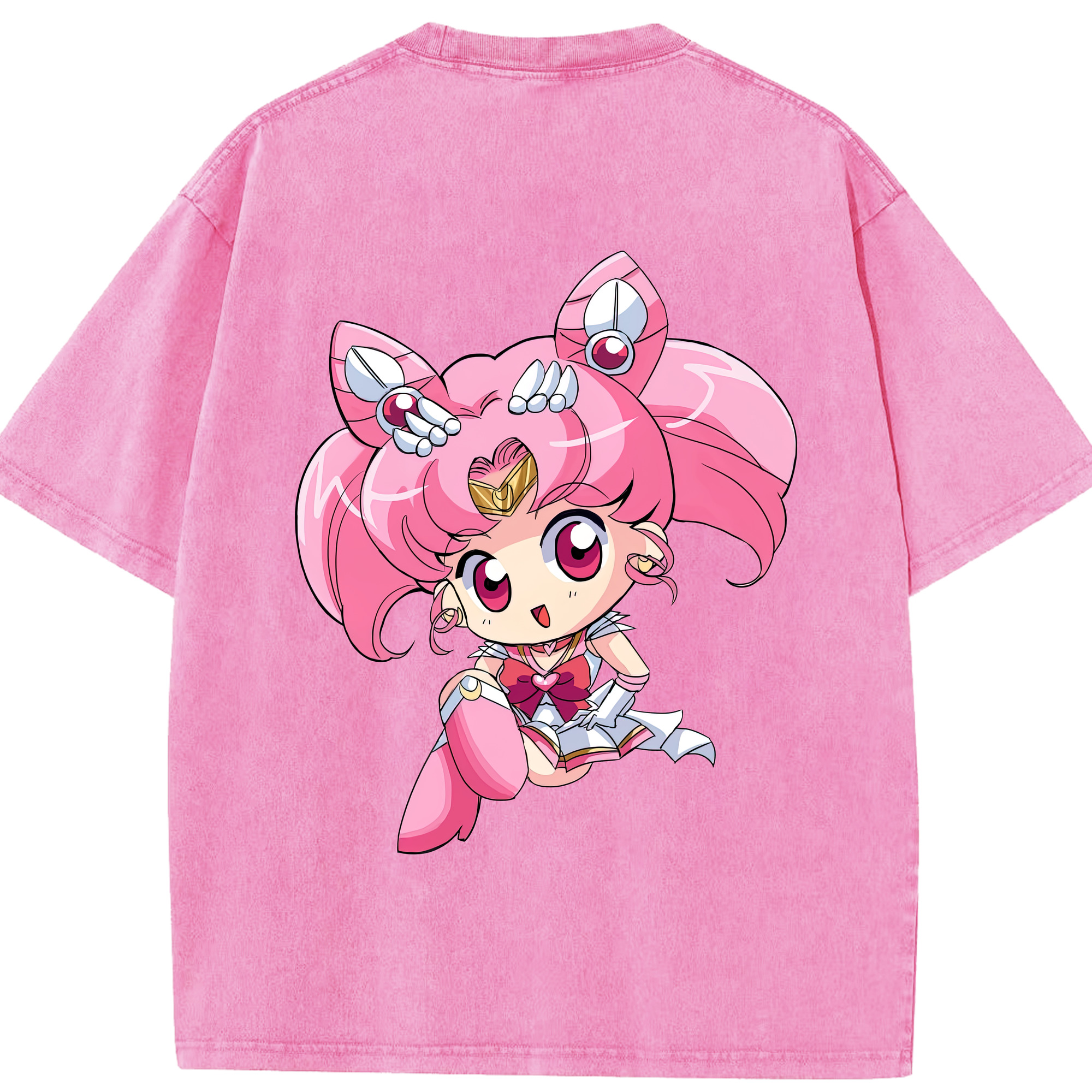 （画像用） 美少女戦士セーラームーン ちびうさ Sailor Moon Chibiusa Tsukino Usagi Small Lady Serenity 綿100% ヴィンテージ風 半袖Tシャツ（背面プリント）